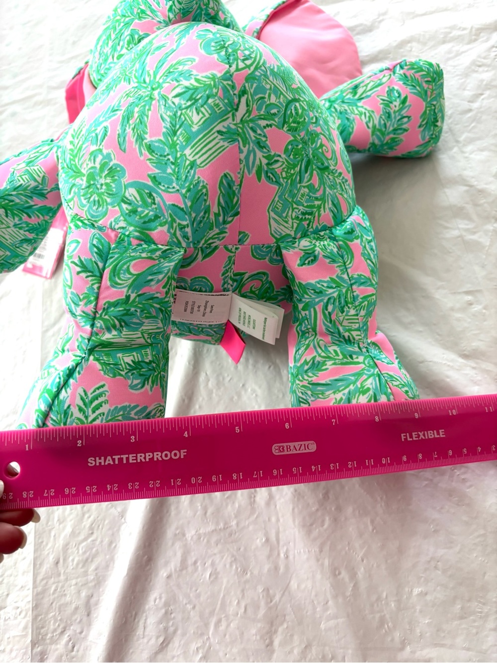 NWT Lilly Pulitzer Pink Green Mandevilla Pink Sands Paradise Plush Elephant - Picture 7 of 13